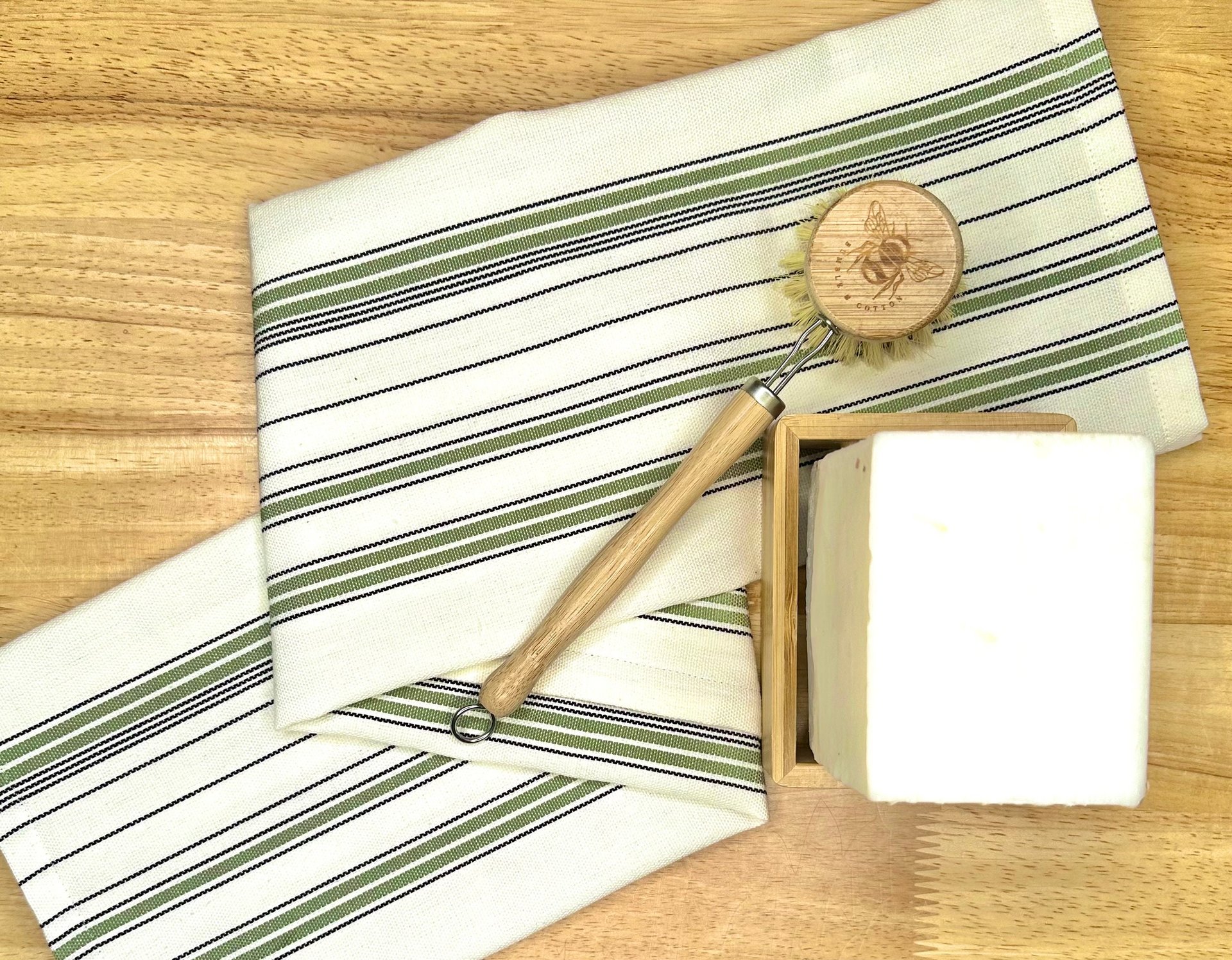 Woven Sage Stripes Chef Towel || Nature Inspired Kitchen Towel