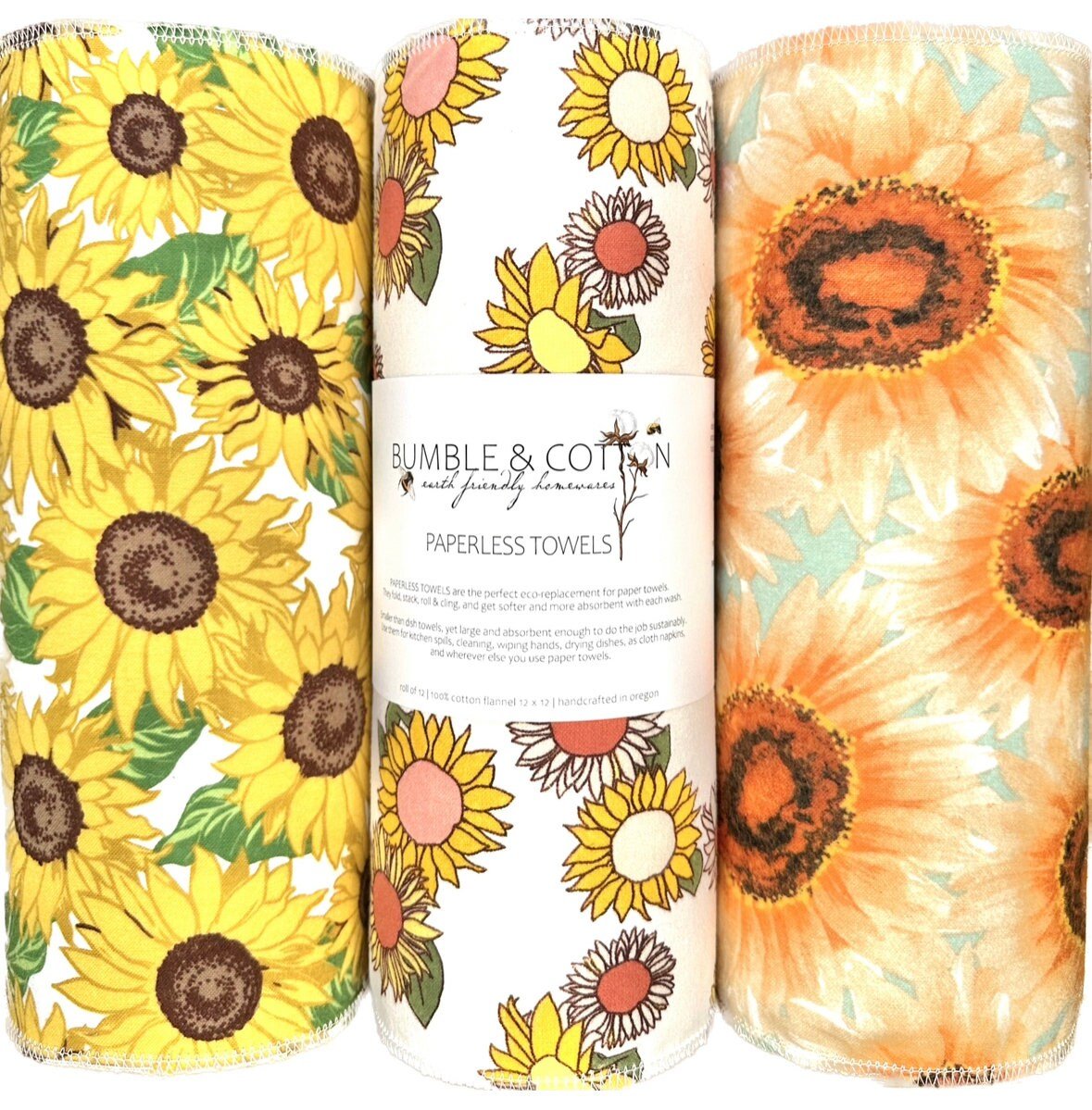 Sunflower Trio Paperless Towels || Unpaper Towels || Eco-Kitchen Zero Waste