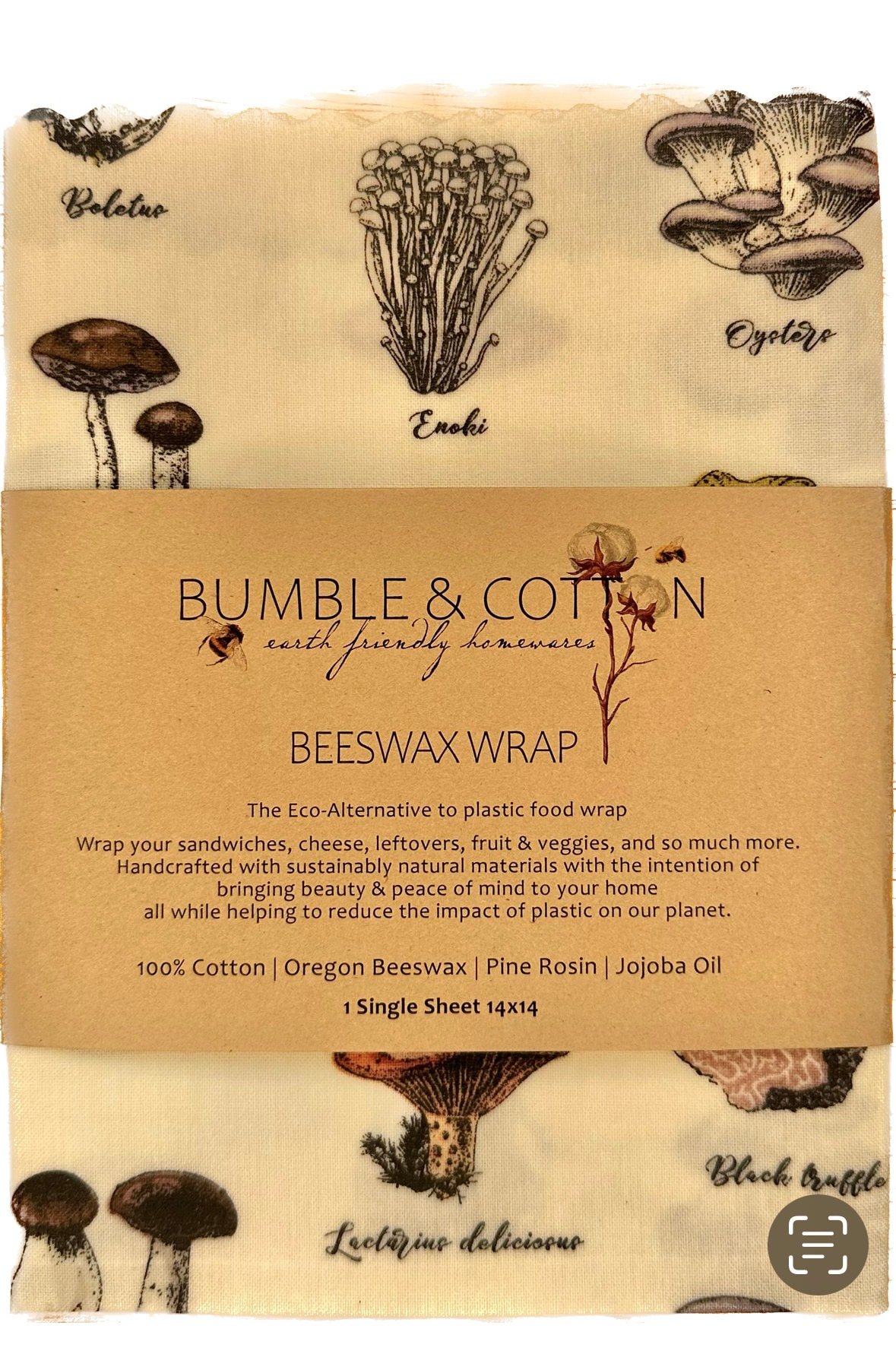 BEESWAX WRAP || Single Sheet 14x14 || Eco-Alternative Food Wrap