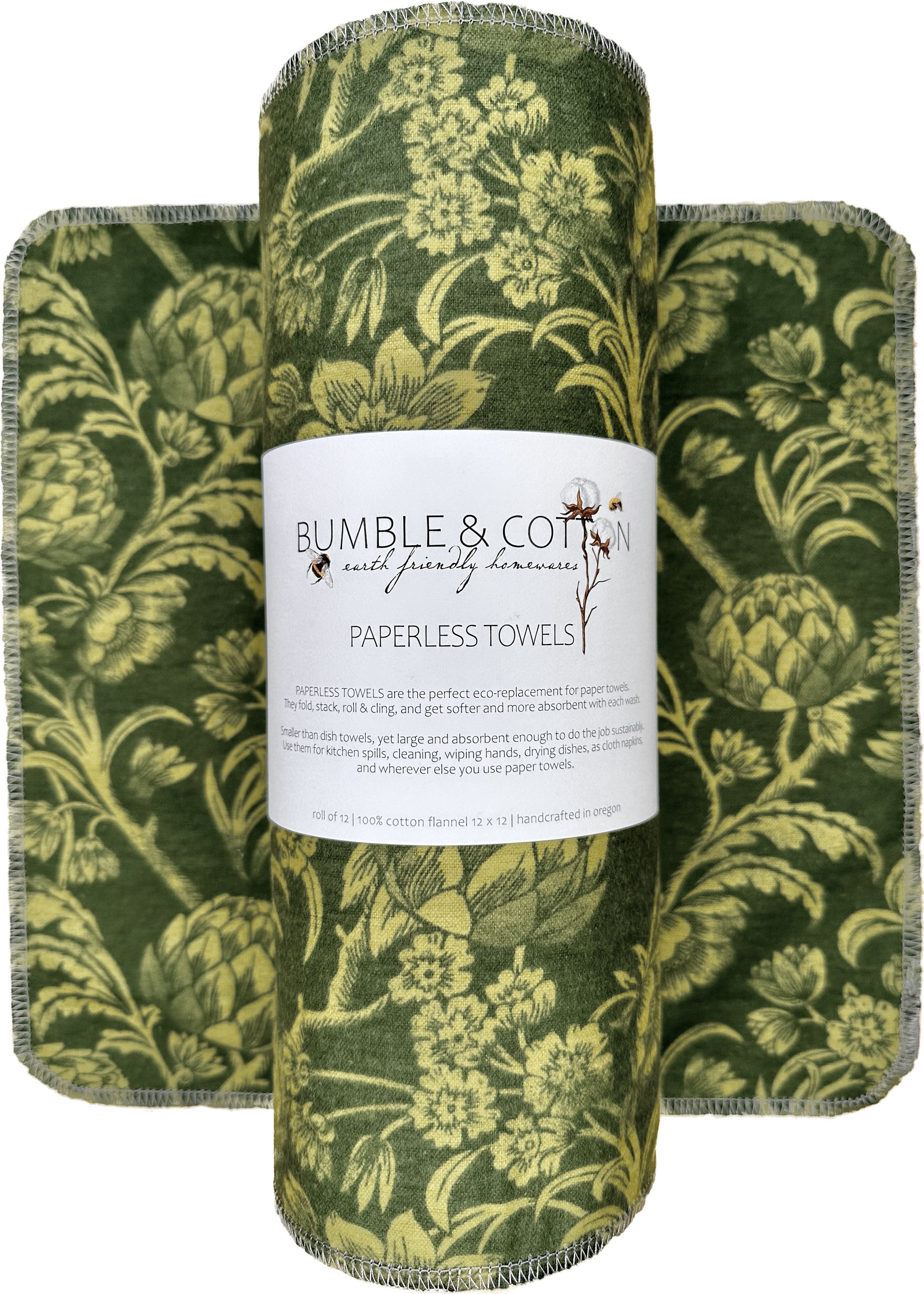 Artichokes & Botanical Paperless Towels || Unpaper Towels || Eco Alternative Kitchen Goods