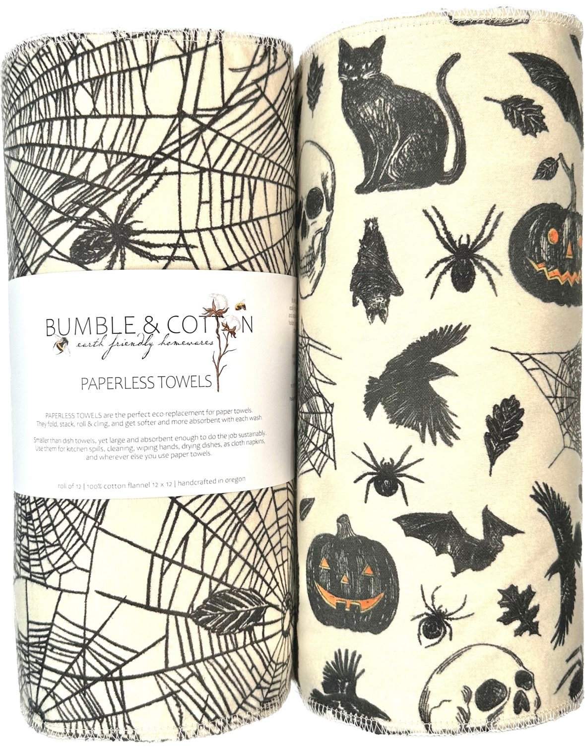 Spooky Trio Paperless Towels || Unpaper Towels || Zero Waste Halloween Kitchen