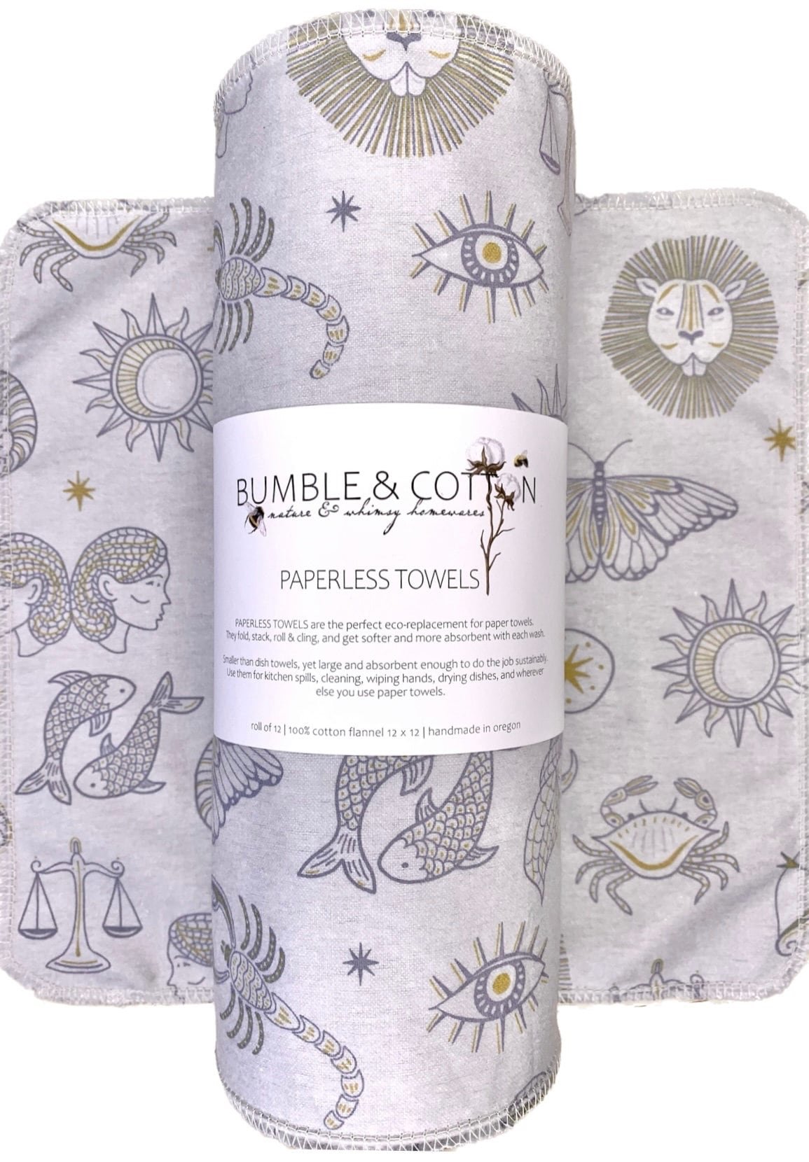 Astrology Paperless Towels || Zodiac Unpaper Towels || Eco Sustainable Zero Waste Kitchen 12x12 Sheets