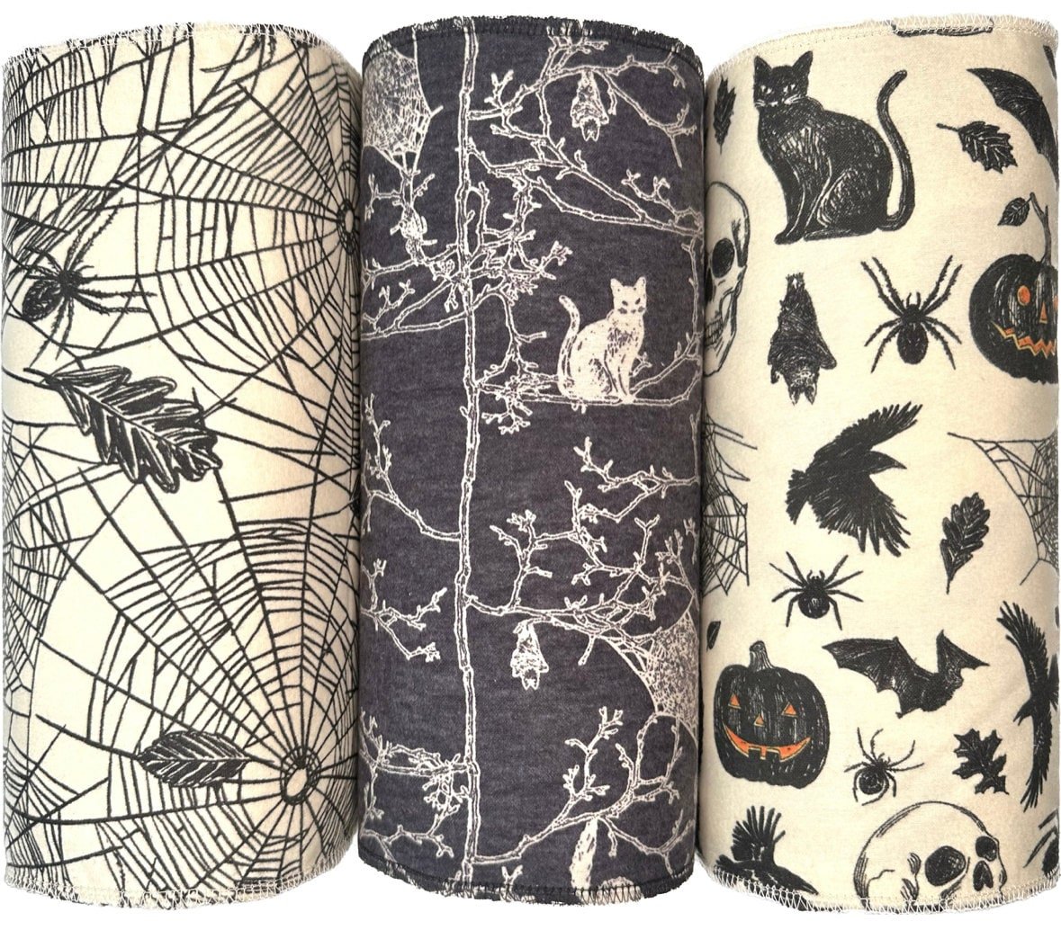 Spooky Trio Paperless Towels || Unpaper Towels || Zero Waste Halloween Kitchen
