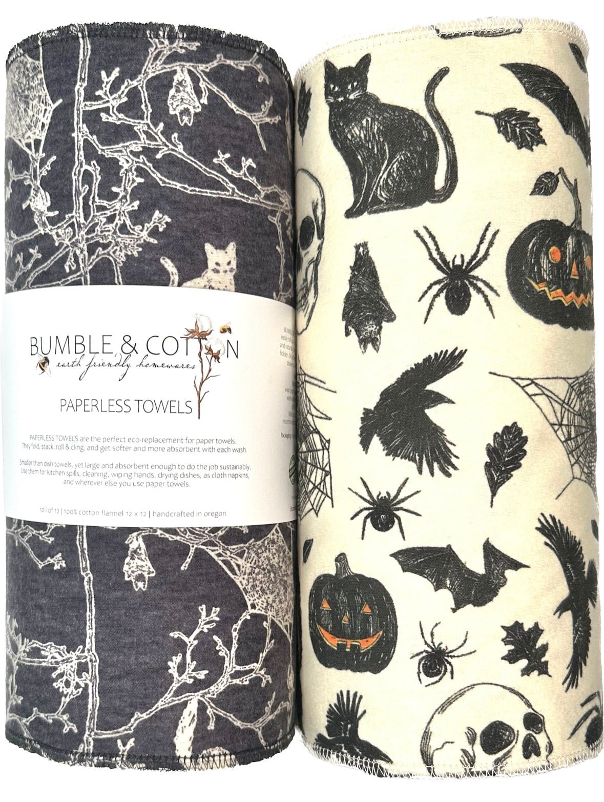 Spooky Trio Paperless Towels || Unpaper Towels || Zero Waste Halloween Kitchen