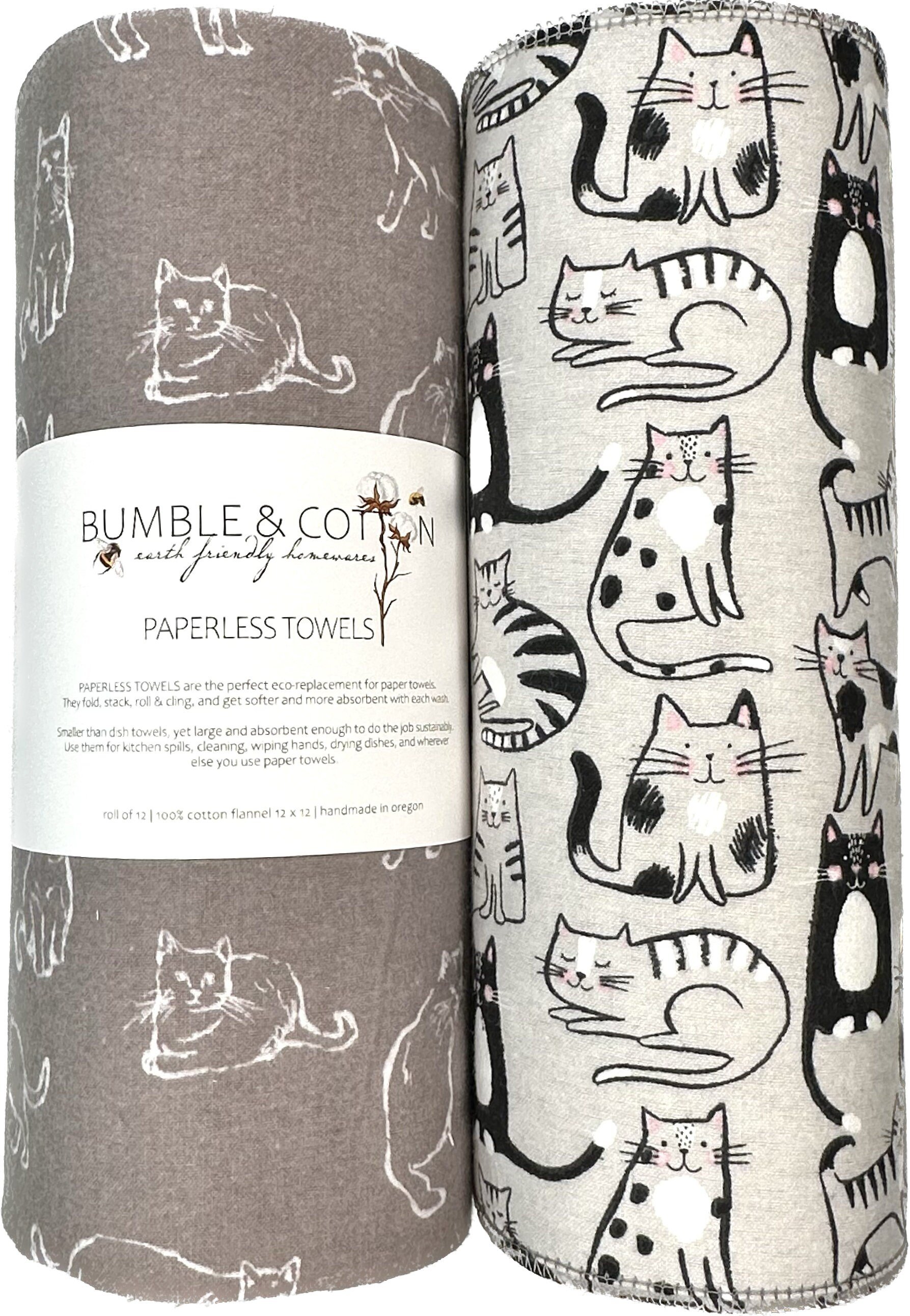 Cat Trio Paperless Towels || Unpaper Towels || Zero Waste Kitchen 12x12 Sheets