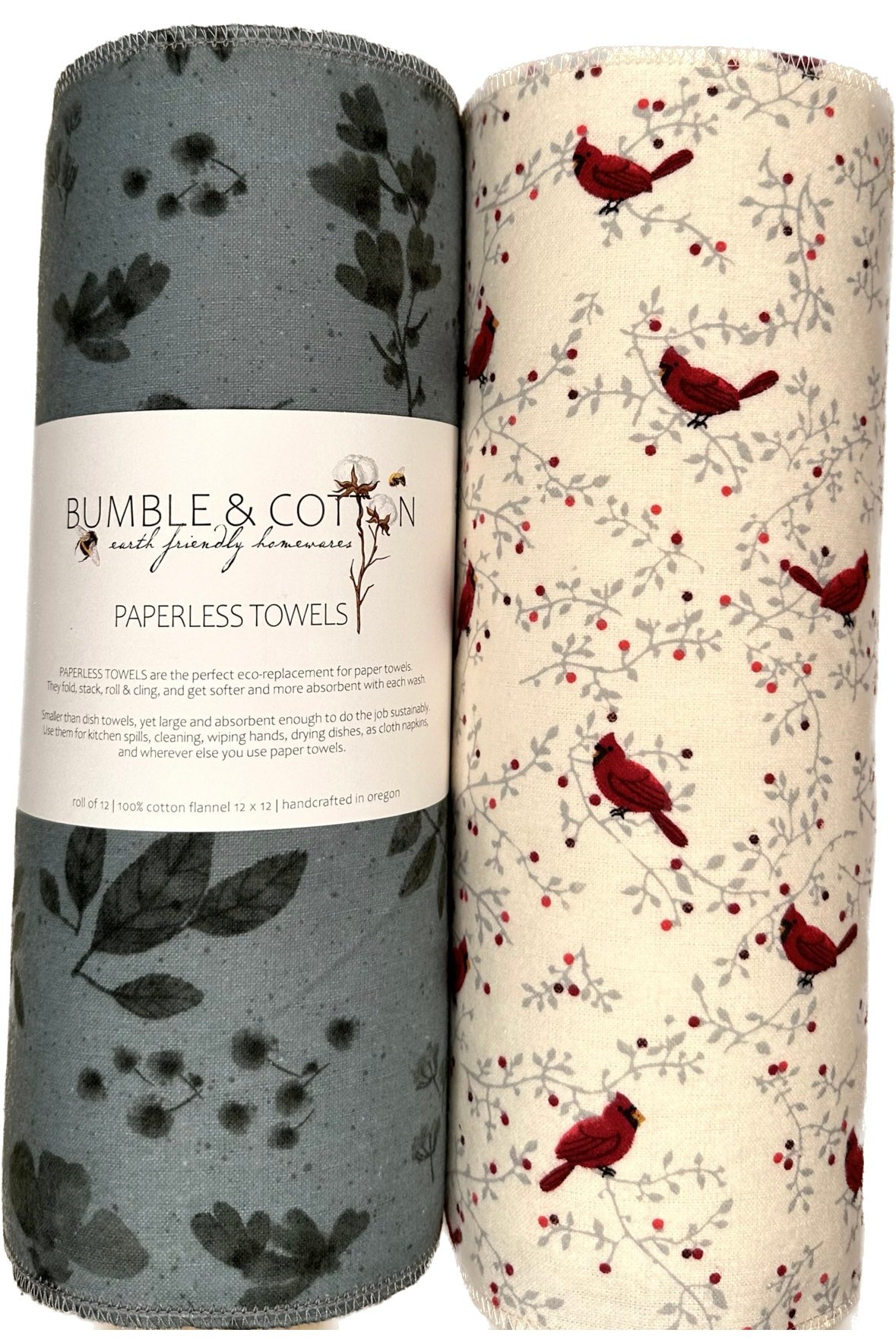 Winter Trio Paperless Towels || Unpaper Towels || Zero Waste Kitchen Gifts 12x12 Sheets