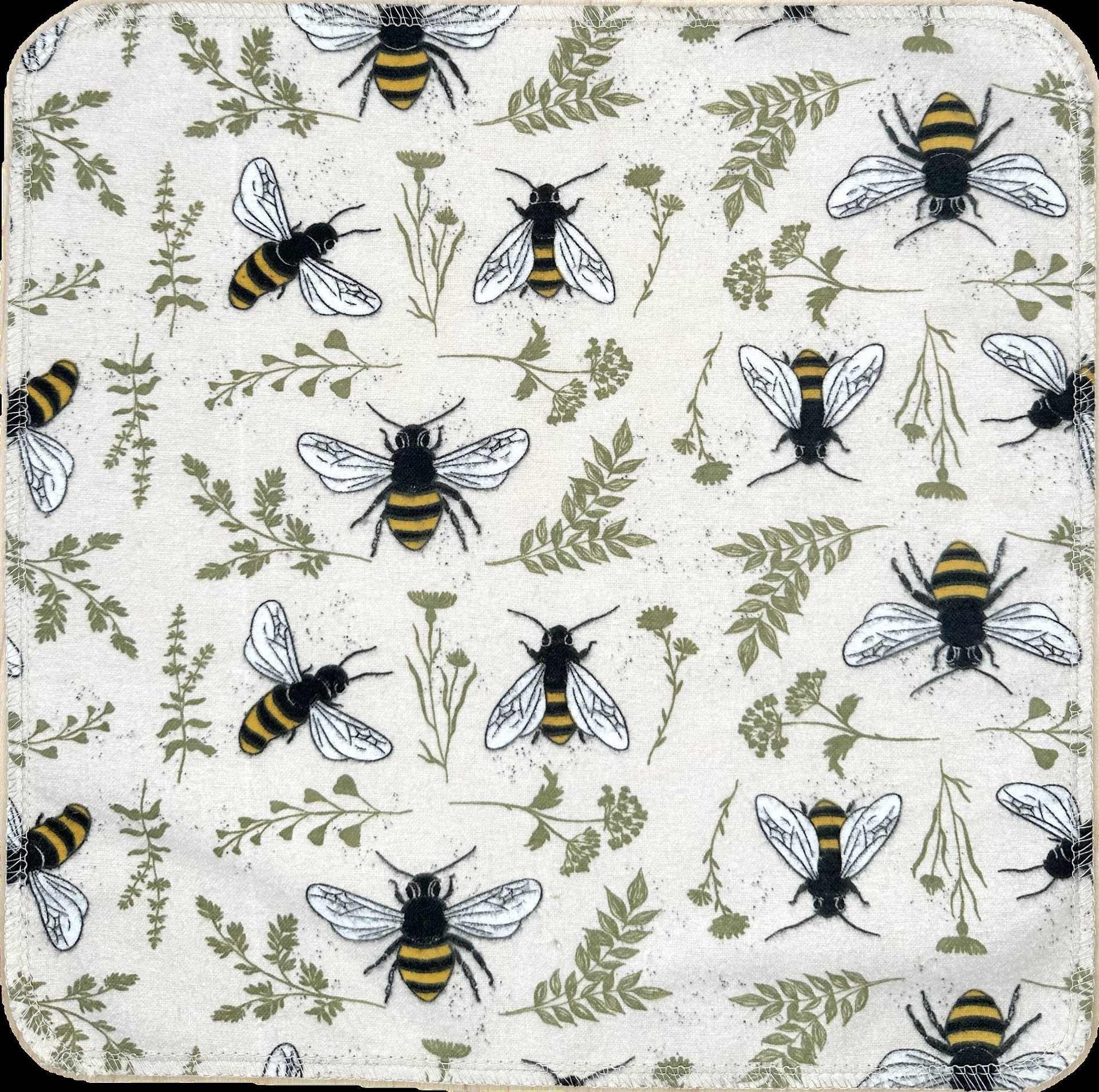 Bee’s & Plants Paperless Towels || 12 Unpaper Towels Bee print || Washable Wipes || 12x12