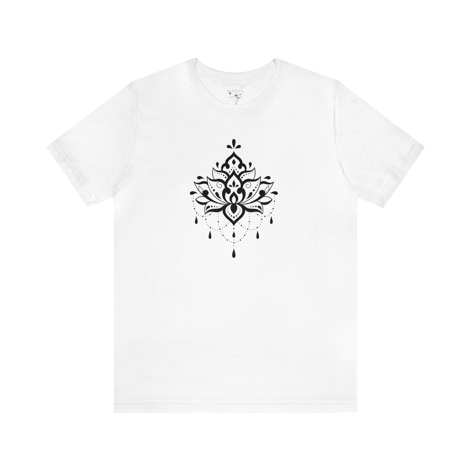 Lotus Tee Shirt || Lotus T-Shirt || Lotus Yoga Zen Henna Art T-shirt || Gender Neutral Gift