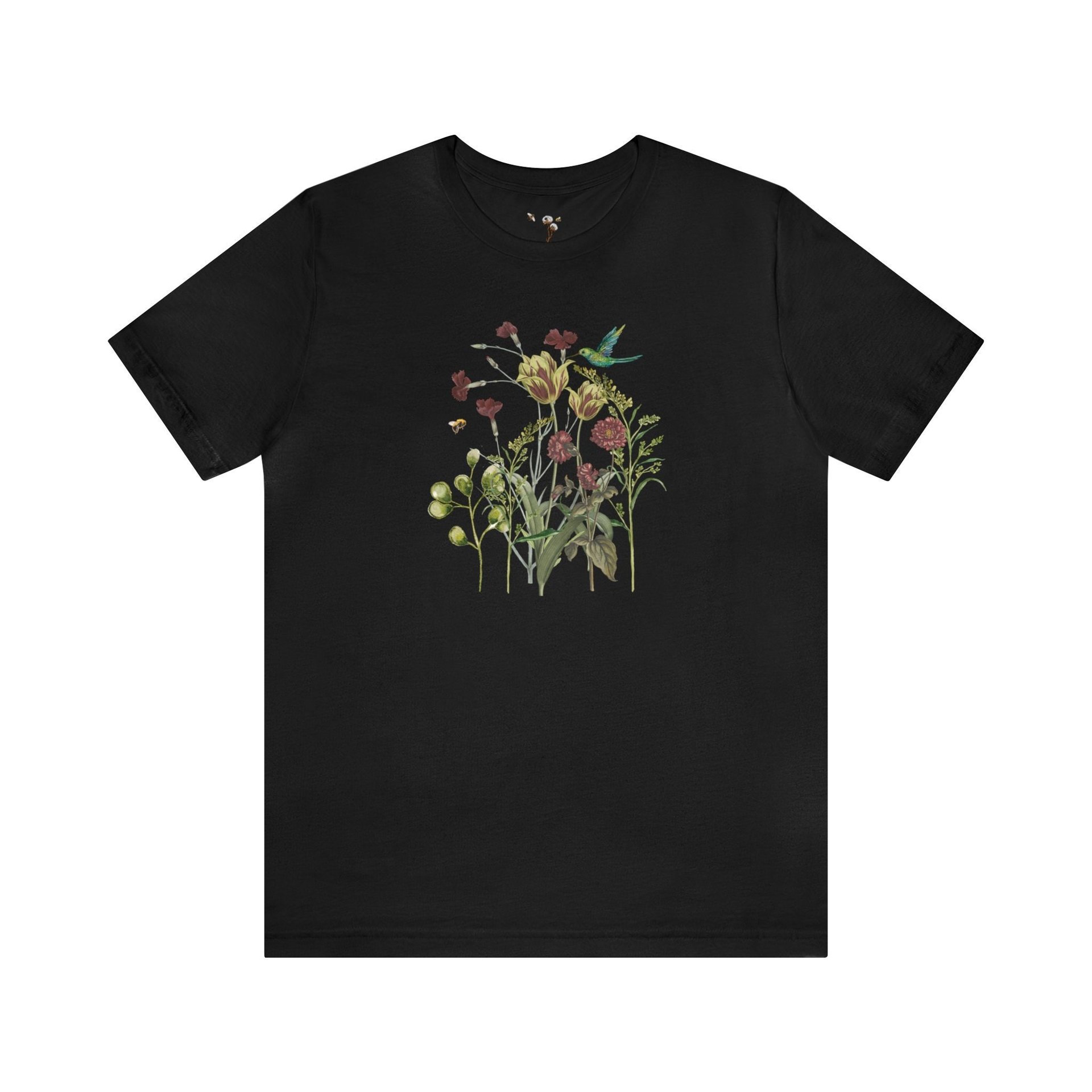 Botanical Hummingbird T-Shirt || Botanics and Bird Lover Tee Shirt || ECO Gender Neutral T-shirt