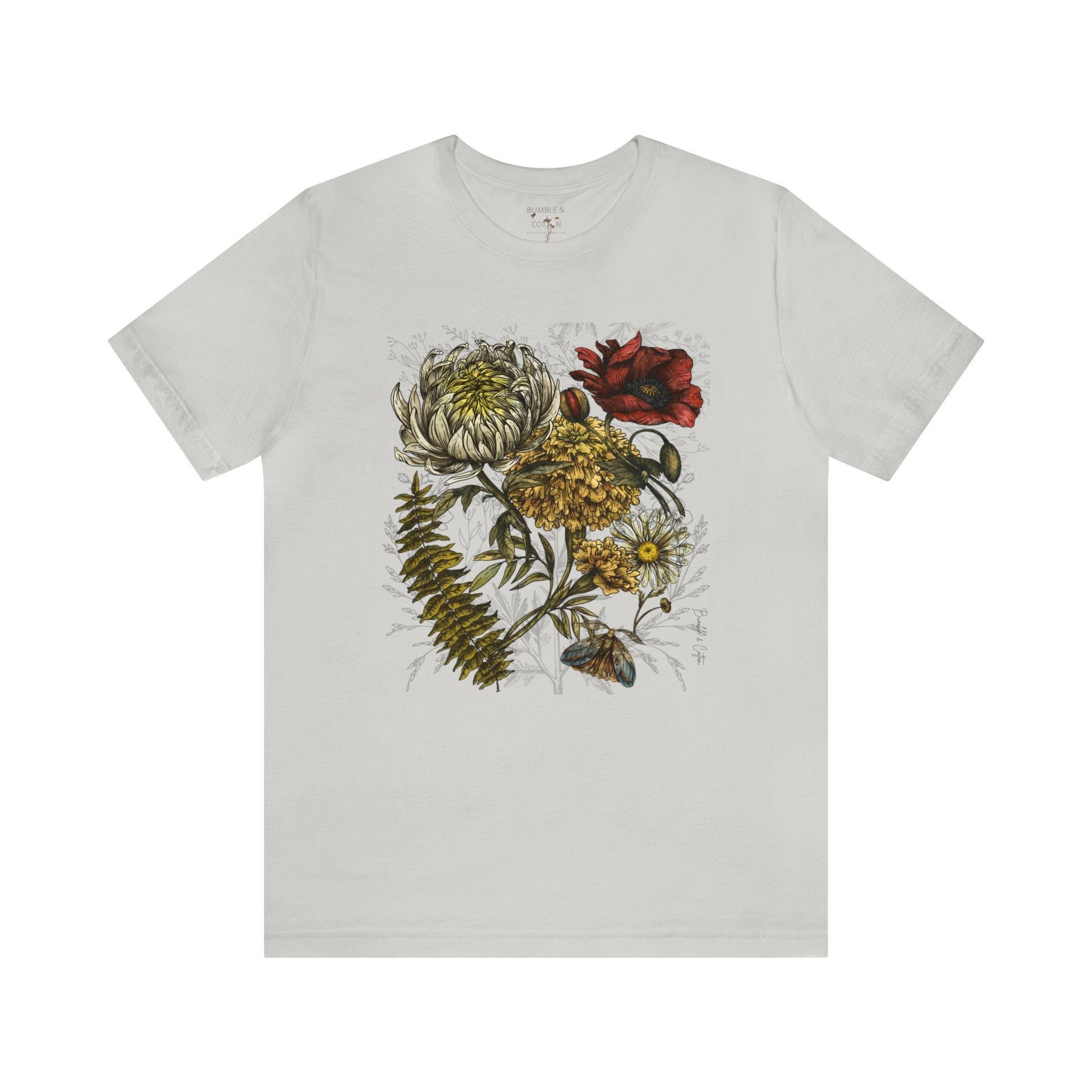 Floral Botanical Tee Shirt ||  Flower Tee || Botanical Flowers T-shirt || Nature ECO T-shirt Gender Neutral Gift
