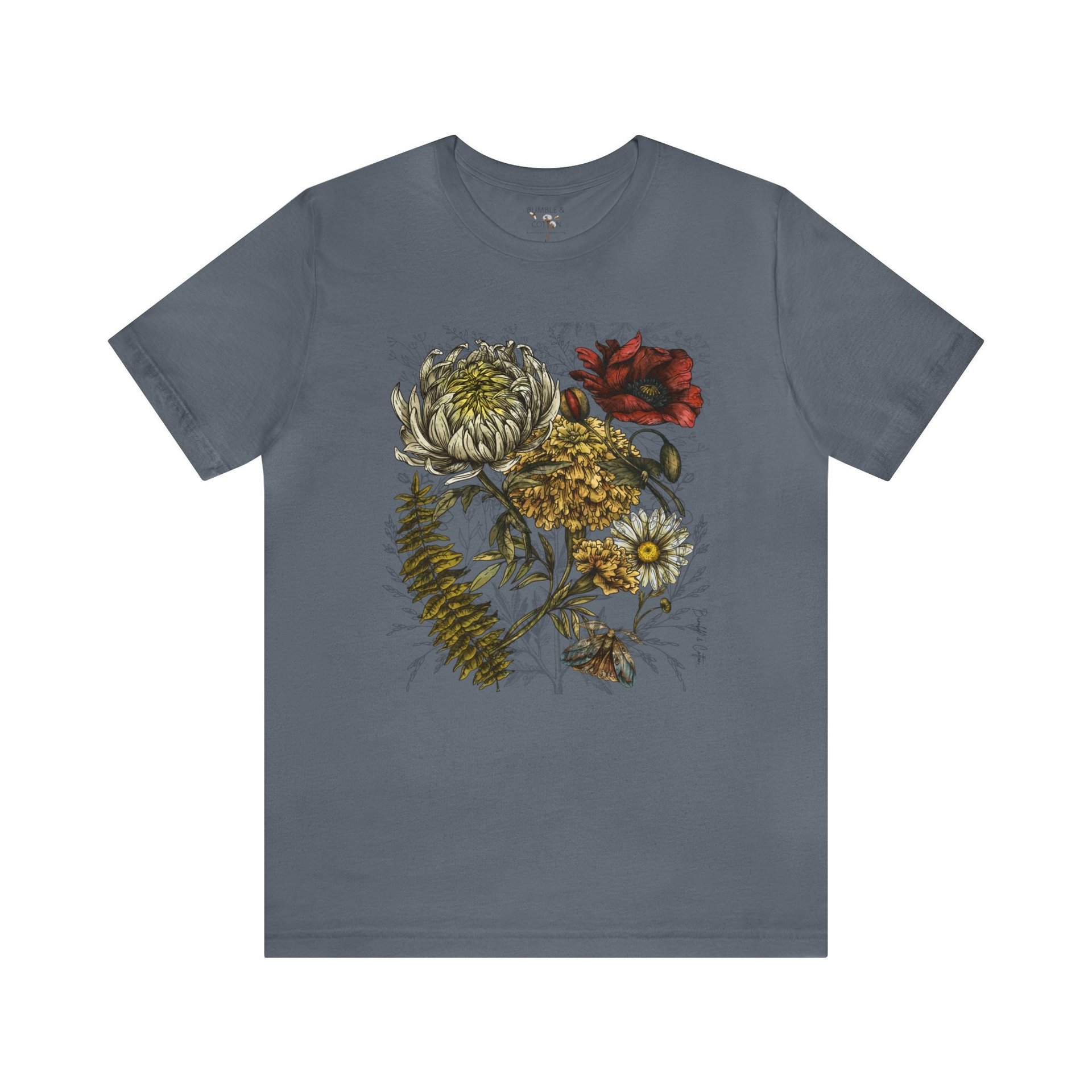 Floral Botanical Tee Shirt ||  Flower Tee || Botanical Flowers T-shirt || Nature ECO T-shirt Gender Neutral Gift