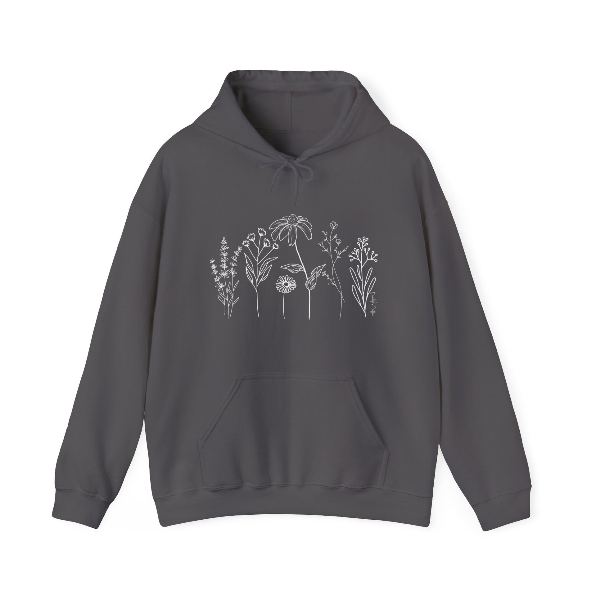 Flower Line Hoodie || Wildflower Hoodie || Wildflower Hooded Sweatshirt