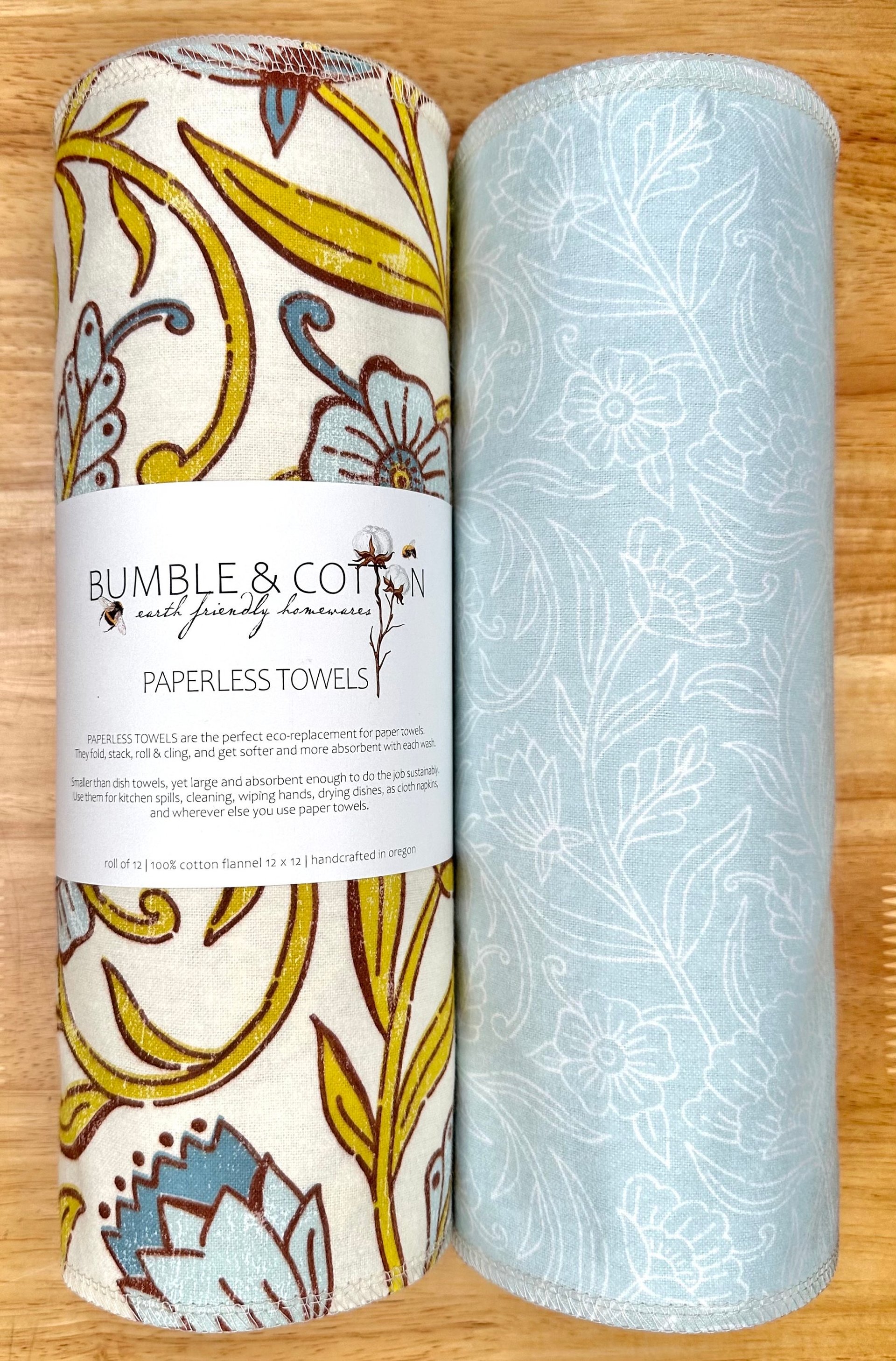 Floral Swirl Trio Paperless Towels || Unpaper Towels || Zero Waste Kitchen 12x12 Sheets