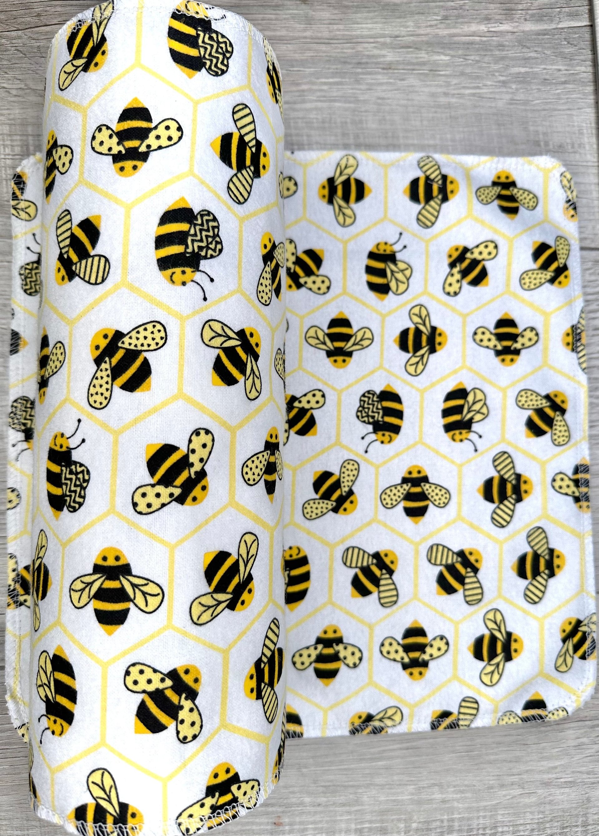 Bumblebees on white Paperless Towels || 6 or 12 Unpaper Towels 12x12 || Eco Sustainable Kitchen Goods