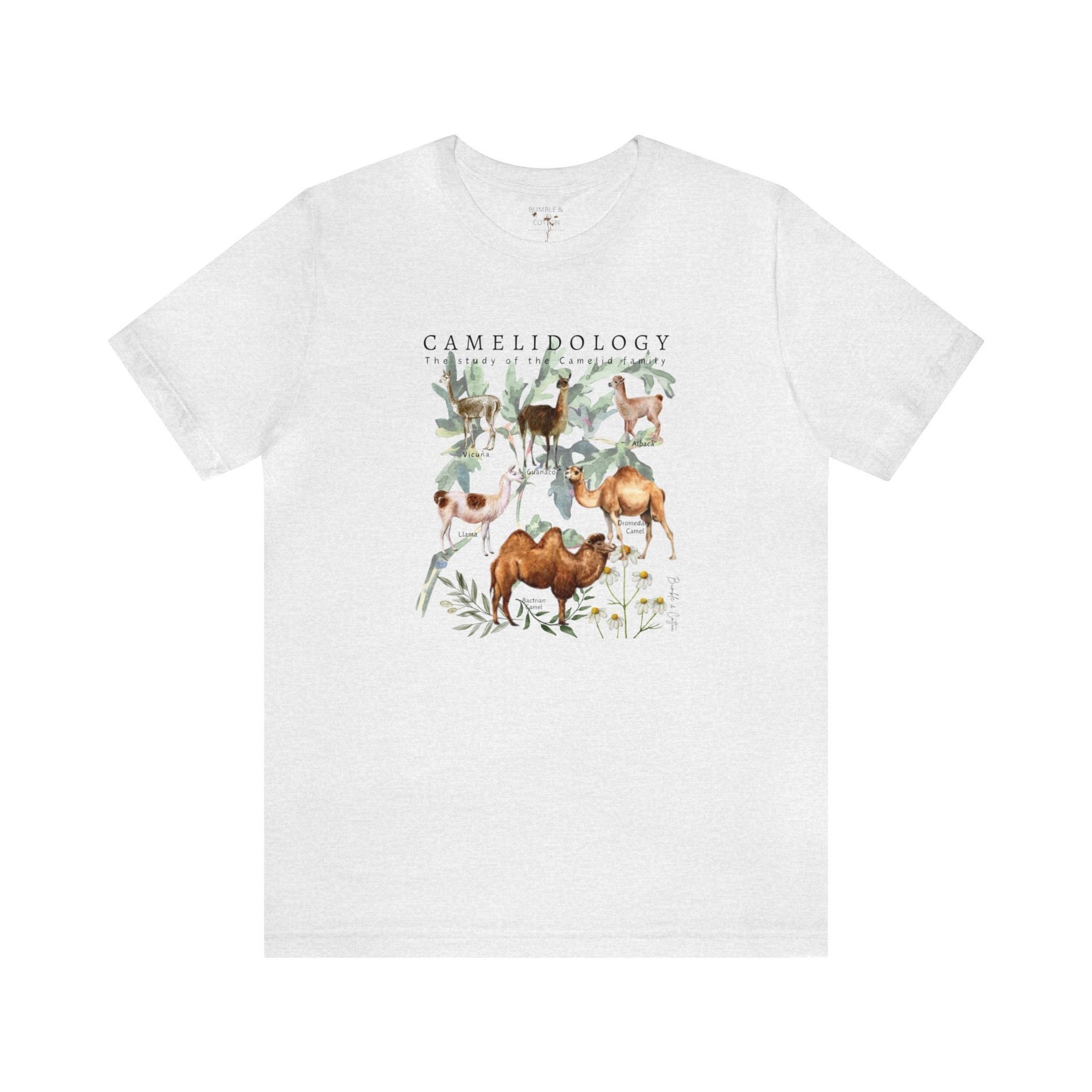 CAMELIDOLOGY Tee Shirt || Camelidology T-shirt || Gender Neutral Gift T-Shirt || Bactrian Camel Llama Guanaco Alpaca Vicuna
