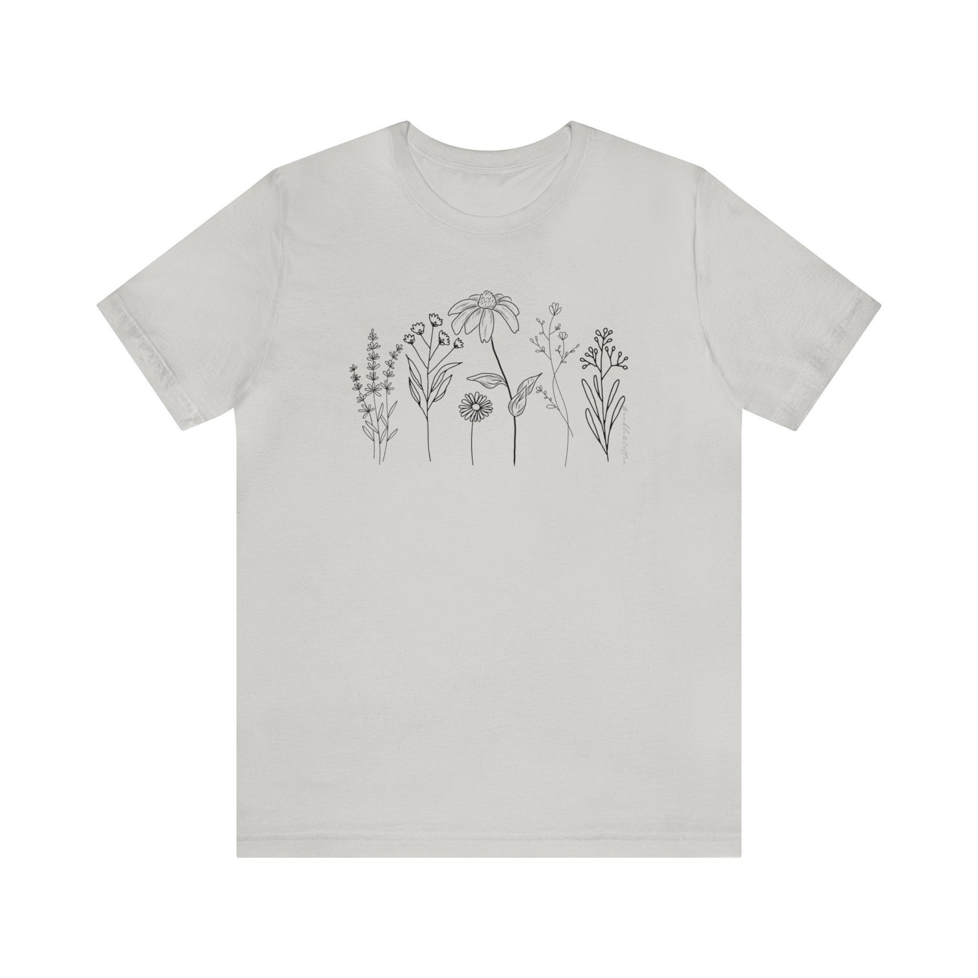 Flower Line Tee Shirt || Floral Tee || Wildflower Lover T-shirt || Eco Gender Neutral Gift Tee