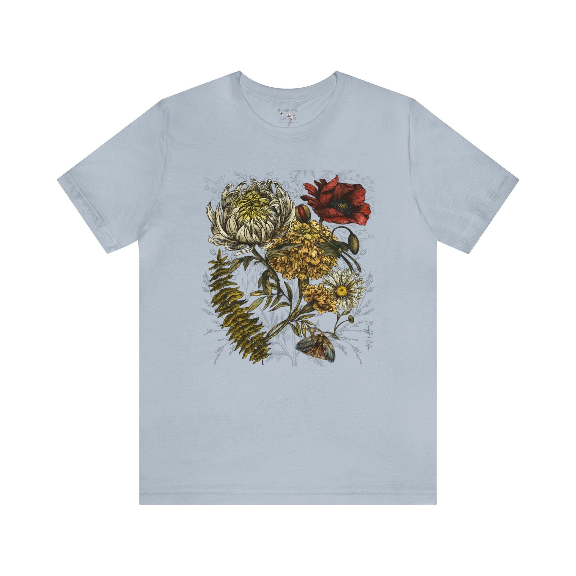 Floral Botanical Tee Shirt ||  Flower Tee || Botanical Flowers T-shirt || Nature ECO T-shirt Gender Neutral Gift