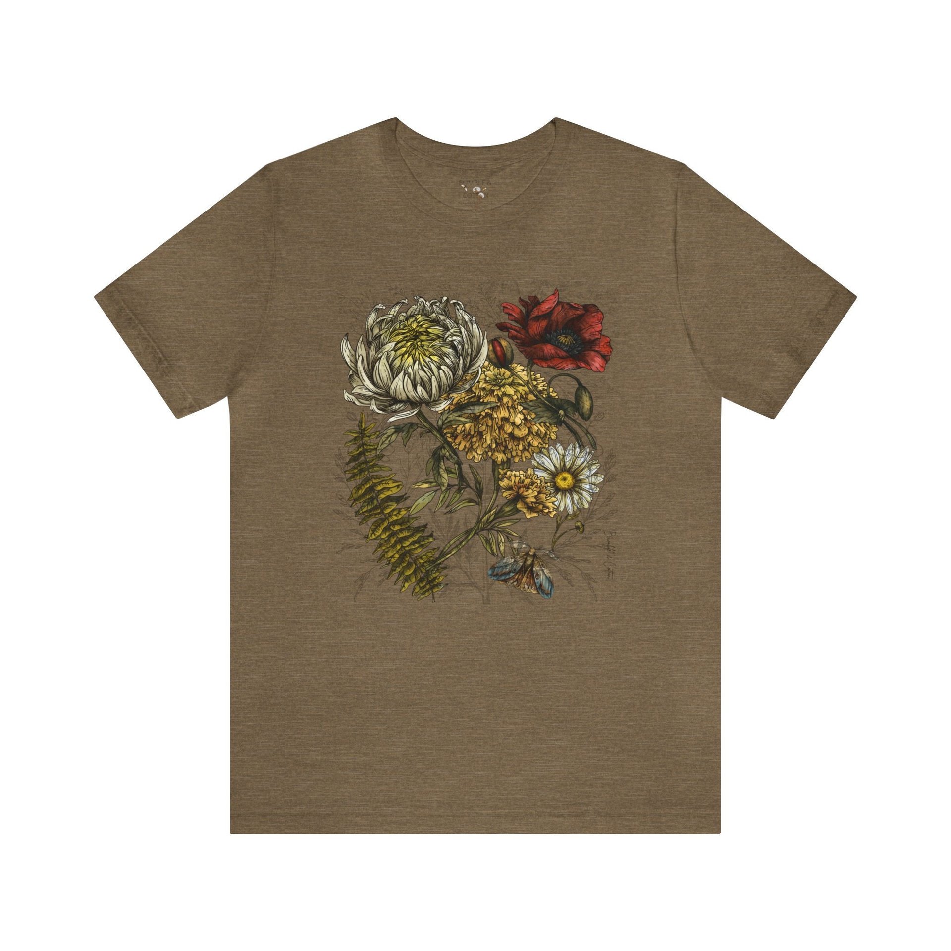 Floral Botanical Tee Shirt ||  Flower Tee || Botanical Flowers T-shirt || Nature ECO T-shirt Gender Neutral Gift