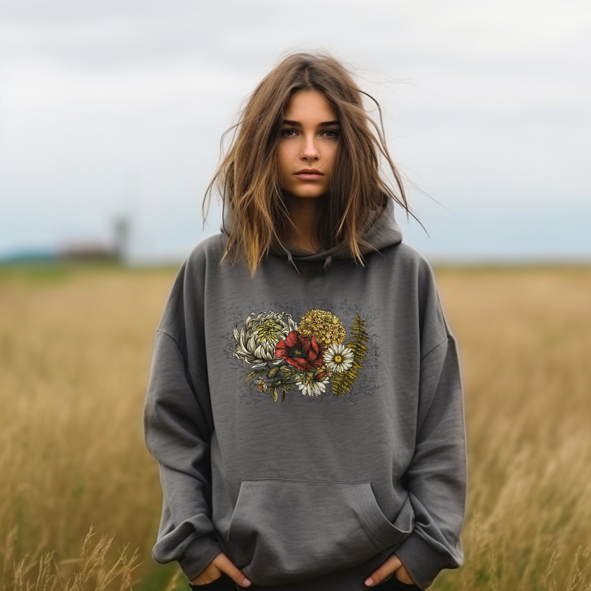 Floral Botanical Hoodie Sweatshirt || Flower Hoodie || Eco Nature Gender Neutral Gift