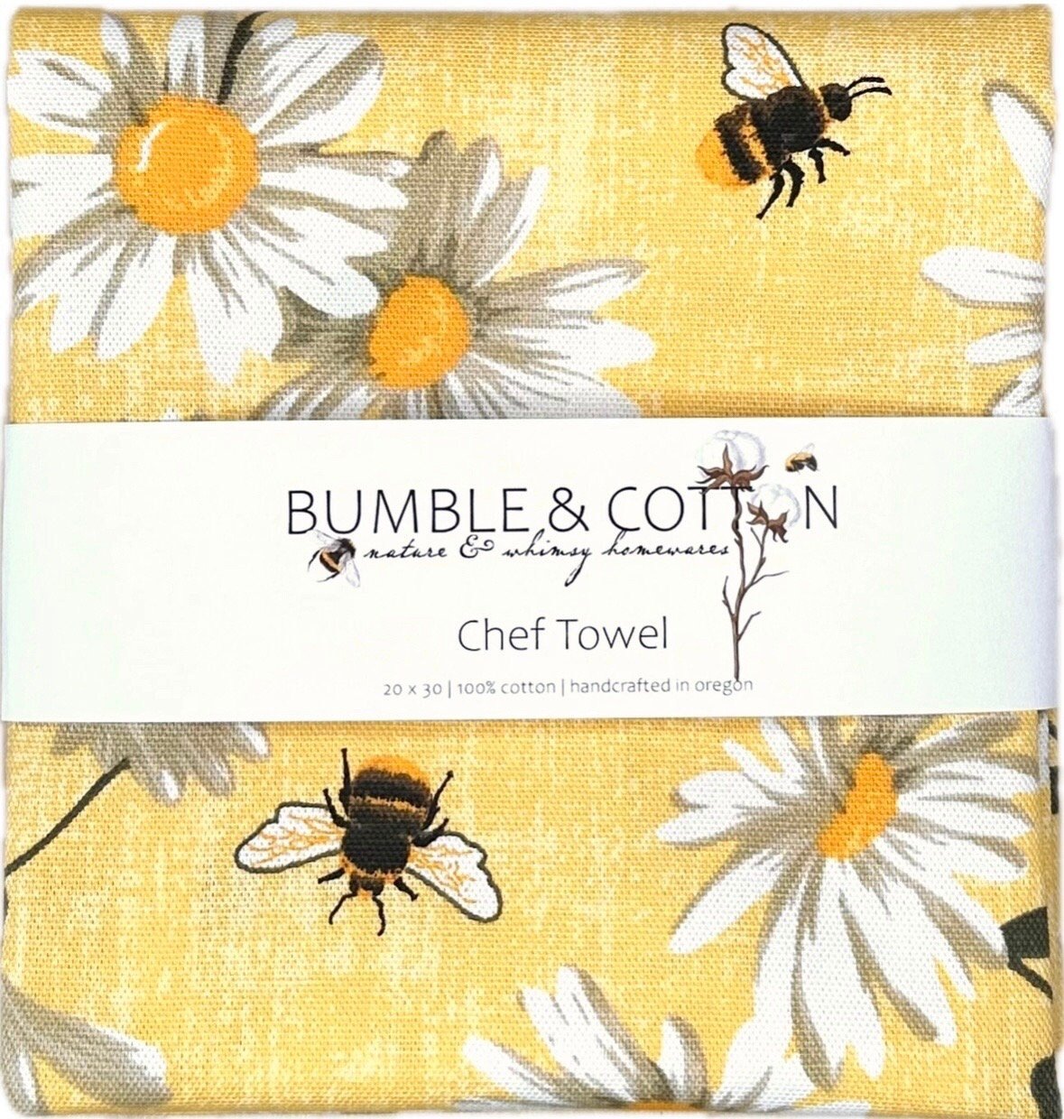 Bumbles & Flowers Chef Towel || Nature Inspired Kitchen Towel