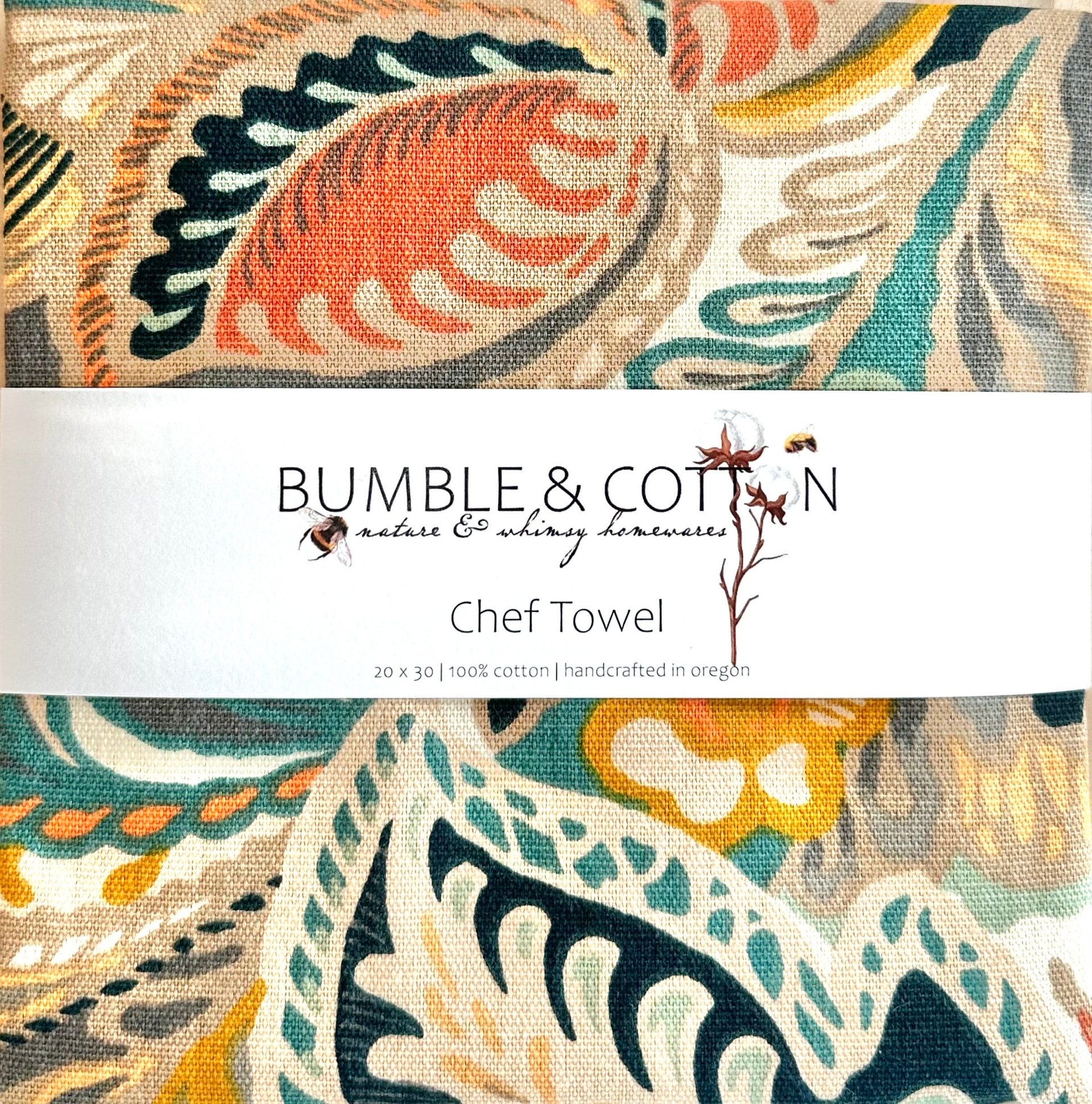 EarthTone Swirly Leaves Chef Towel || Nature Inspired Kitchen Towel || Kitchen Towel
