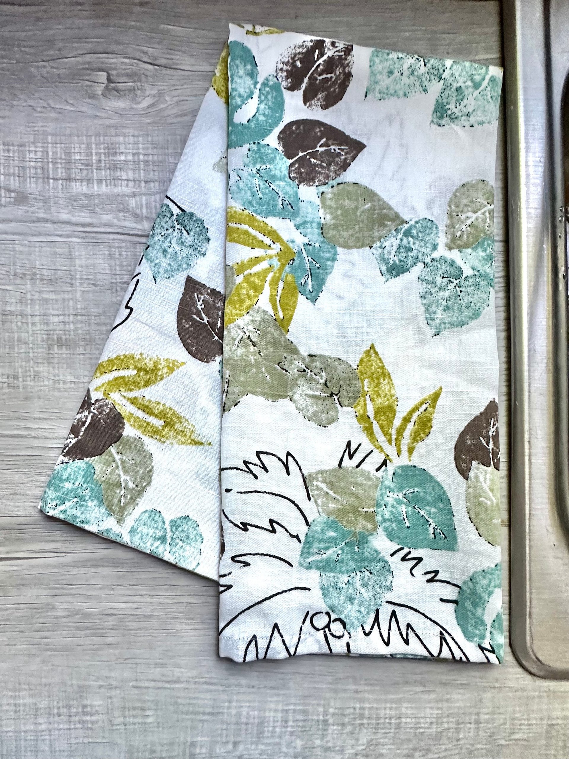 Linen Botanical Kitchen Towel || 100% Pure Linen Kitchen Towel