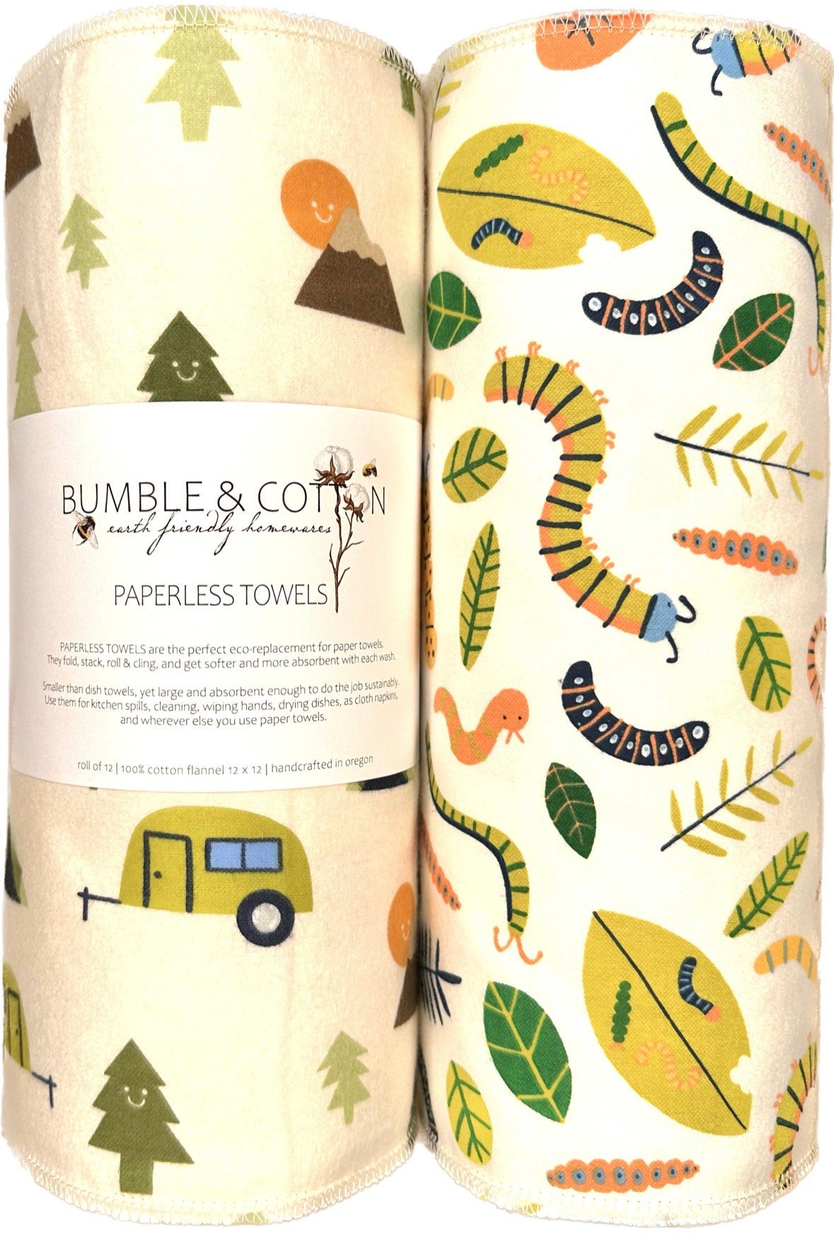 Summer Camping Mix Paperless Towels || Unpaper Towels || Eco-Friendly Summer Camping Gift || 12x12 Sheets