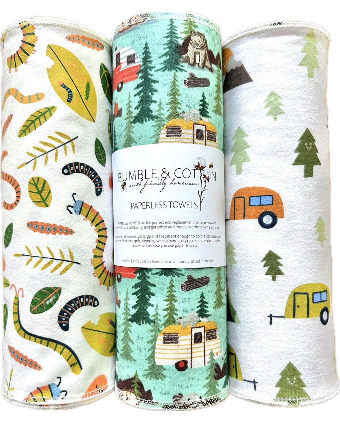 Summer Camping Mix Paperless Towels || Unpaper Towels || Eco-Friendly Summer Camping Gift || 12x12 Sheets