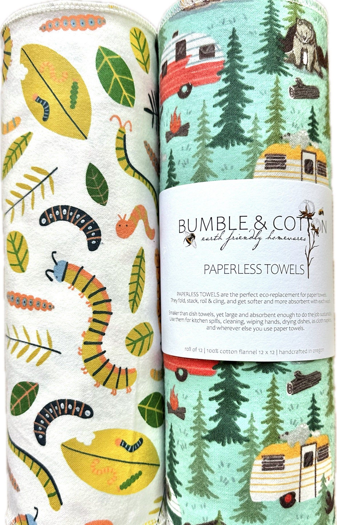 Summer Camping Mix Paperless Towels || Unpaper Towels || Eco-Friendly Summer Camping Gift || 12x12 Sheets