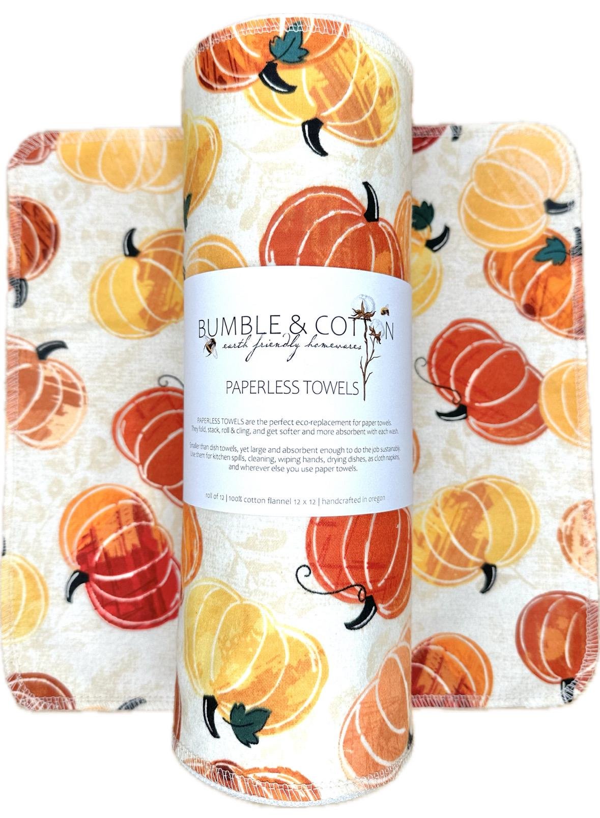 New Pumpkins Paperless Towels || Unpaper Towels || Eco-Friendly Fall Gift || 12x12