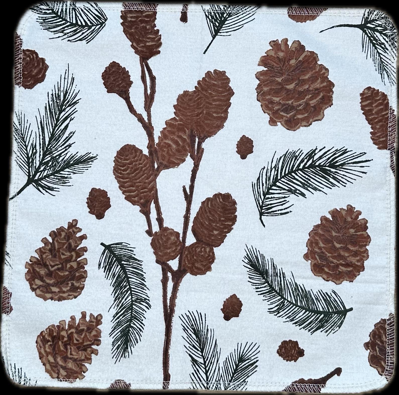 Pinecones Paperless Towels || Unpaper Towels || Eco Kitchen Botanical Gift || 12x12