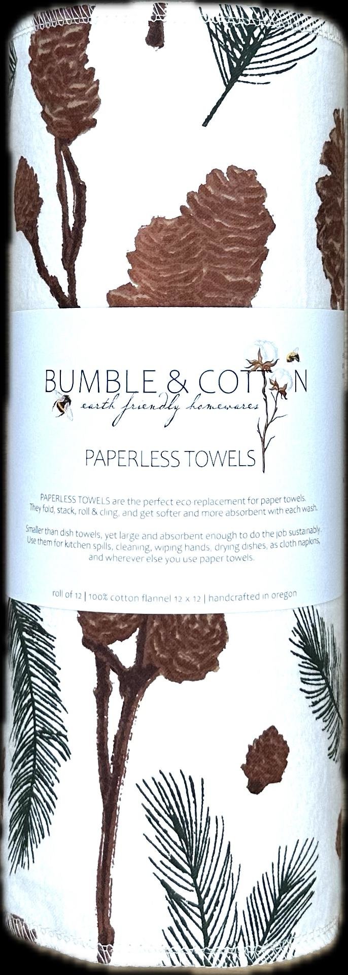 Pinecones Paperless Towels || Unpaper Towels || Eco Kitchen Botanical Gift || 12x12