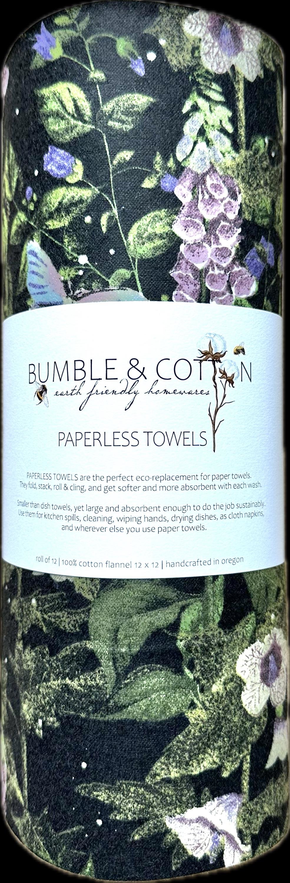 Luna Moth Garden Paperless Towels || Unpaper Towels || Eco-Friendly Gift || 12x12 Sheets