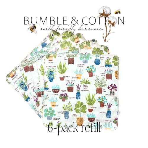 Potted Plants Paperless Towels || Unpaper Towels || Eco Sustainable Zero Waste Kitchen 12x12 Sheets