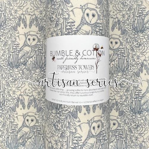Moonlit Owls Paperless Towels || Reusable Paper Towels || Artisan Series || Katie O’Shea