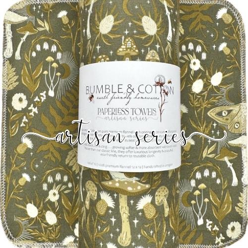 Lunar & Celestial Mushrooms Paperless Towels || Reusable Paper Towels || Artisan Series || Hazelwood