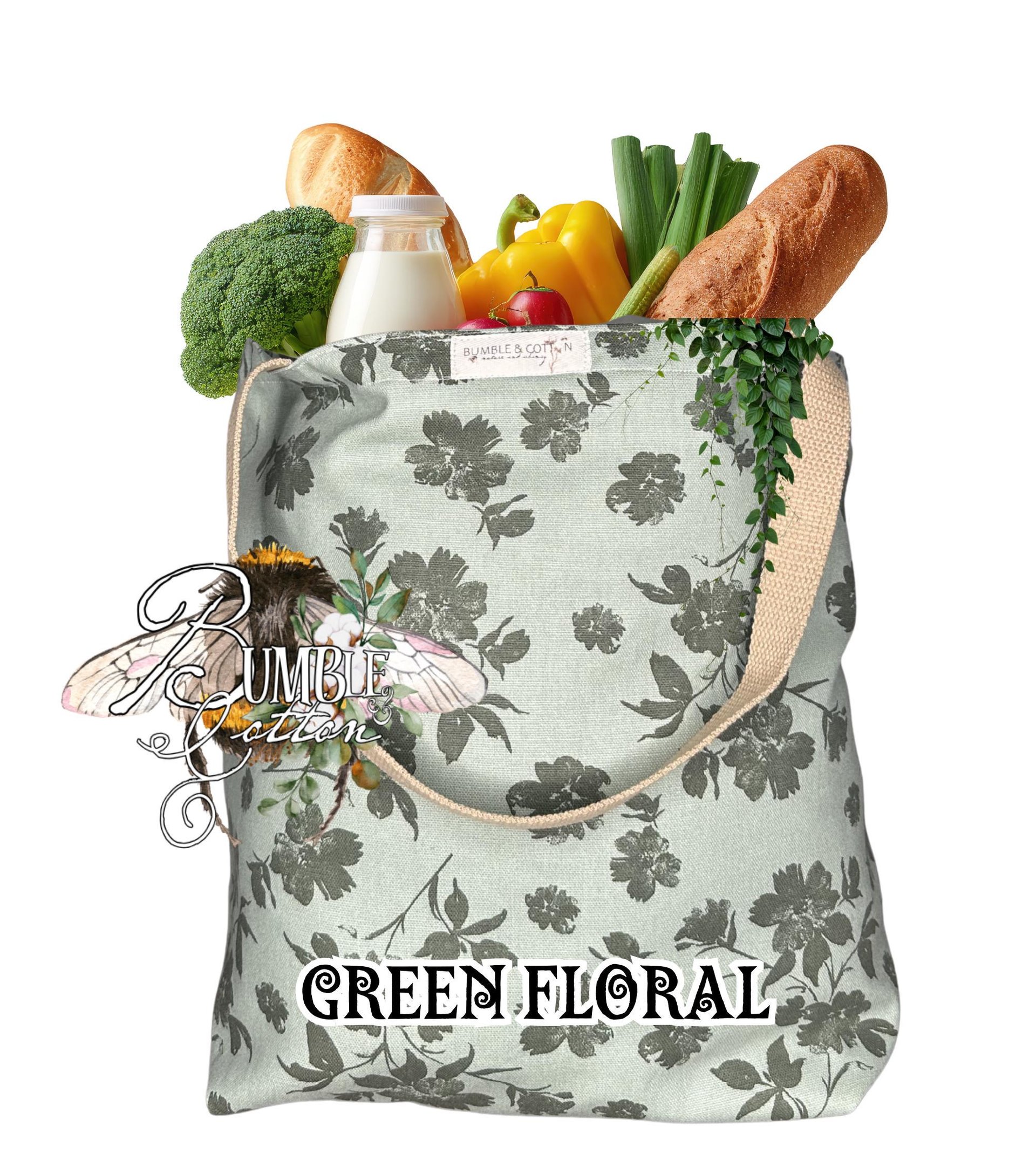 Botanical Cotton Tote Bag | Farmers Market Shopping Bag