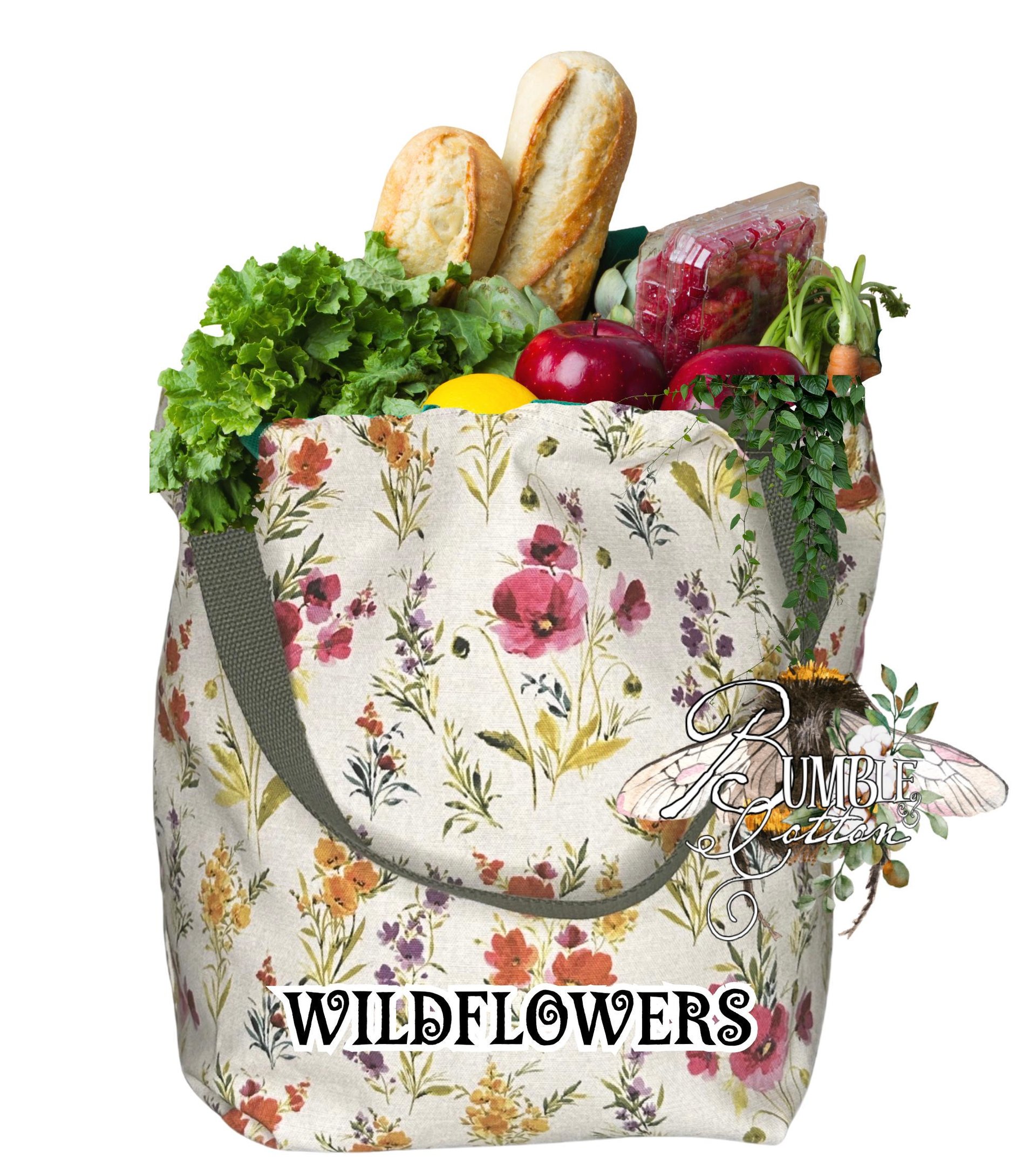 Botanical Cotton Tote Bag | Farmers Market Shopping Bag