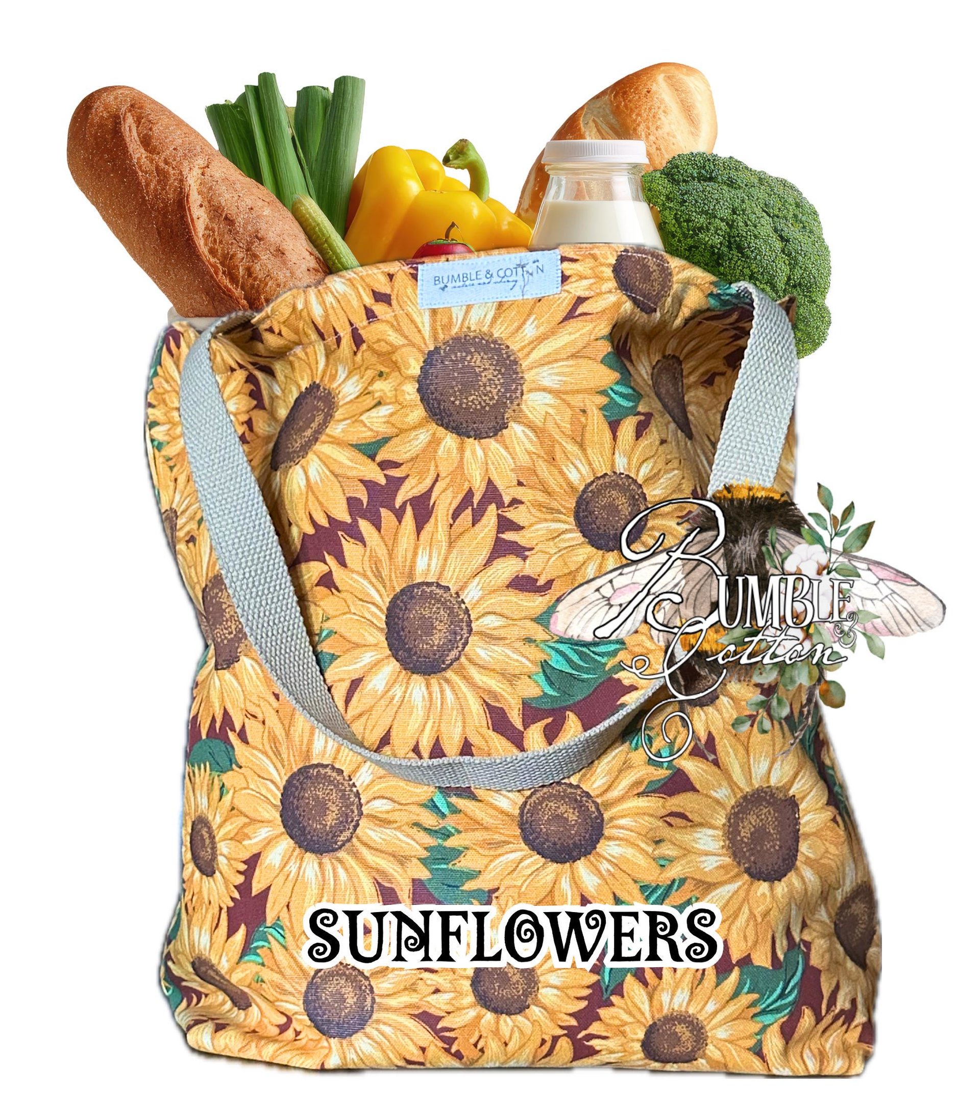 Botanical Cotton Tote Bag | Farmers Market Shopping Bag
