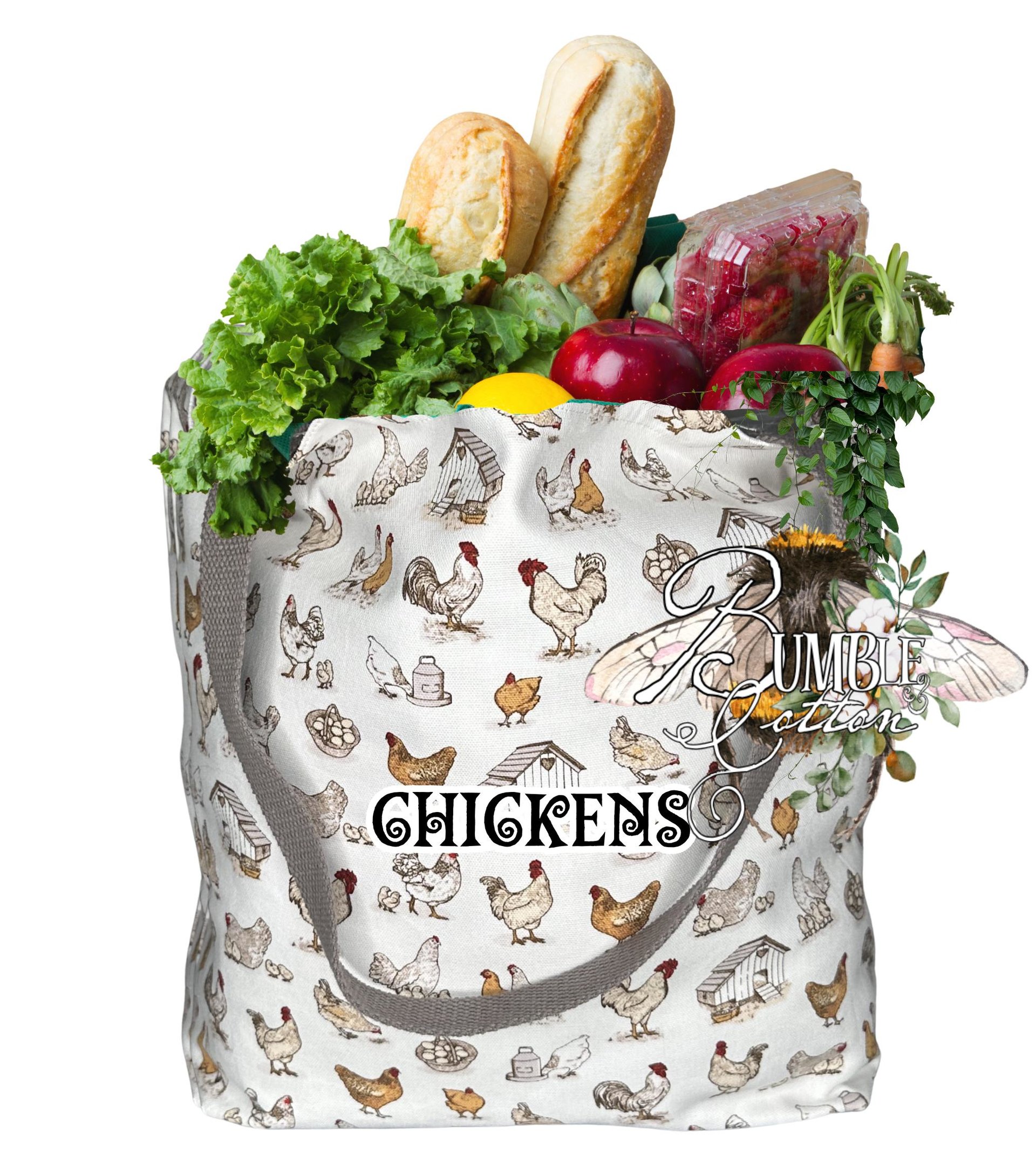 Botanical Cotton Tote Bag | Farmers Market Shopping Bag