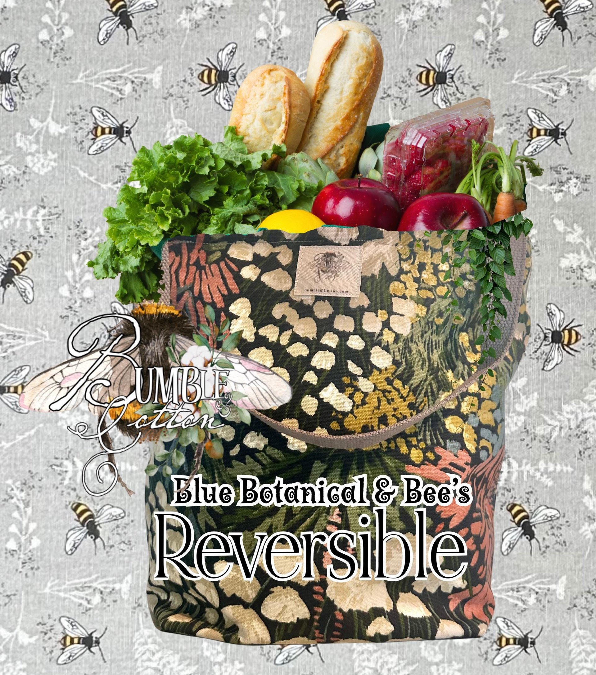 Market Tote Bag || Farmers Market Shopping Bag || Cotton Tote