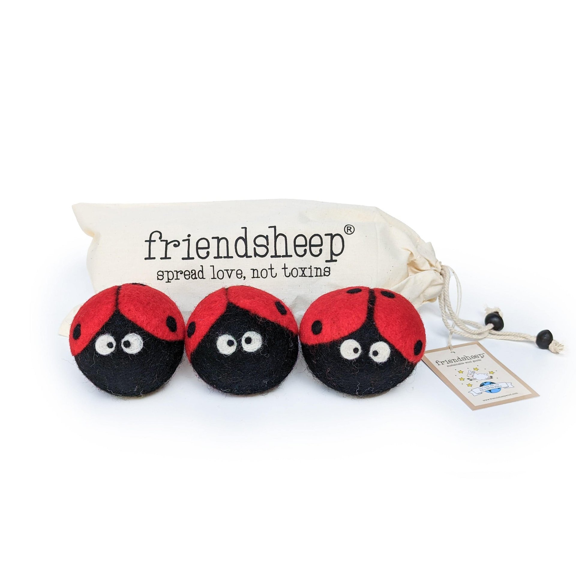 Eco Dryer Balls: LADYBUGS Trio - Set of 3 w/bag