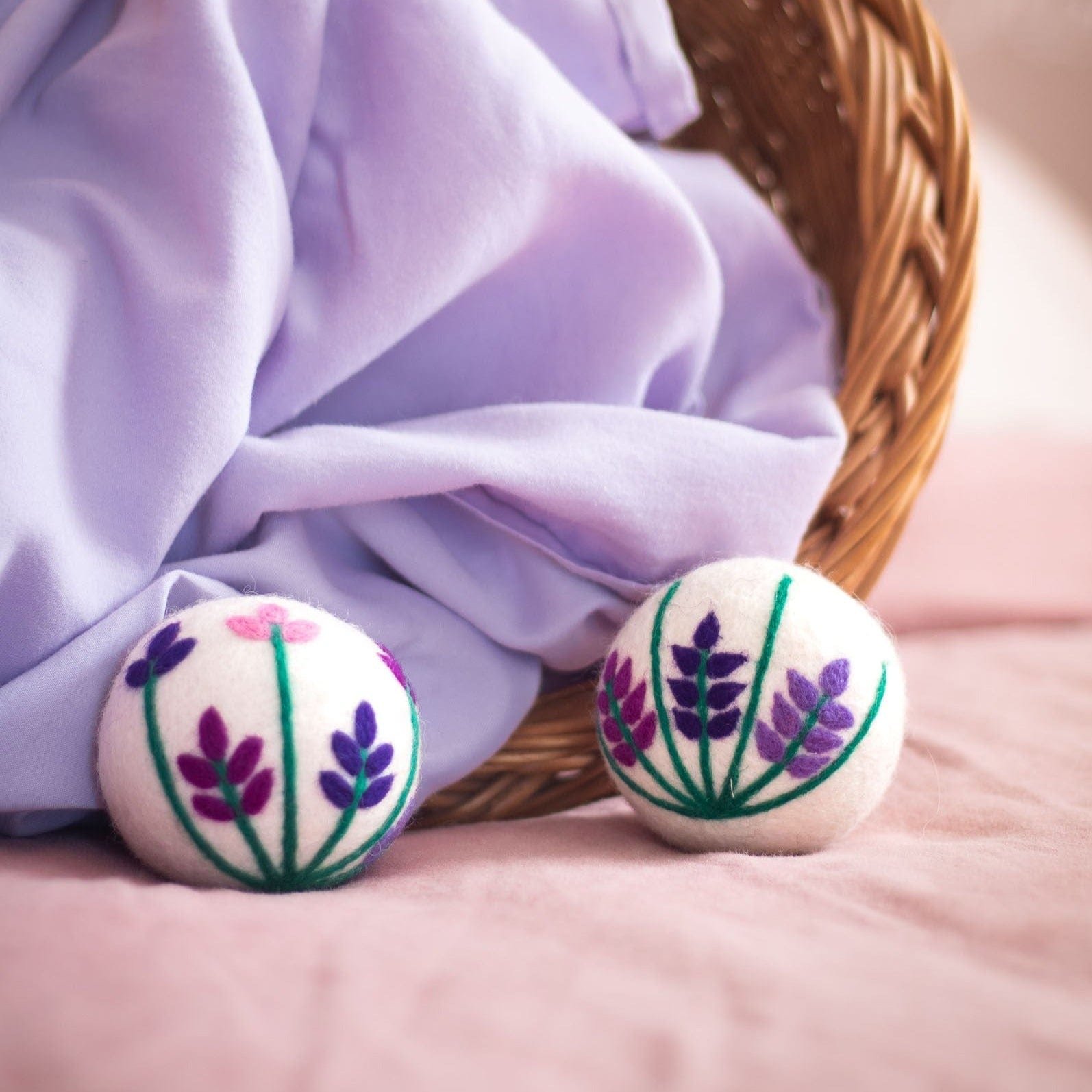 Eco Dryer Balls WILDFLOWERS & BUMBLE Trio - Set of 3 w/bag