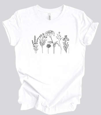 Flower Line Tee Shirt || Unisex Fit