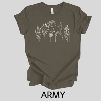 Flower Line-up Tee (white ink) T-shirt