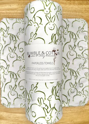 Bunnies Paperless Towels || Unpaper Towels || Eco Kitchen Botanical Gift 12x12 Sheets