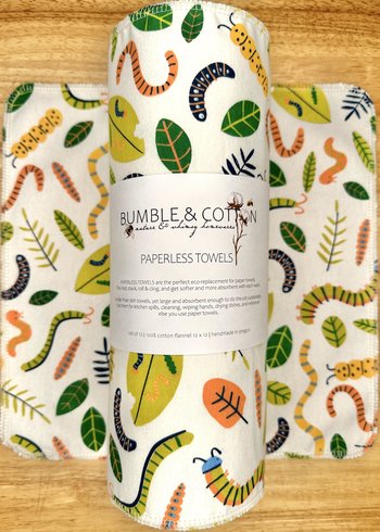Insects & Leaves Paperless Towels || Unpaper Towels || Eco Alternative Zero Waste Kitchen