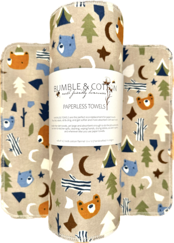 Bears & Wilderness Paperless Towels || Unpaper Towels || Zero Waste Camping 12x12 Sheets