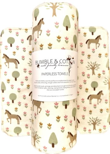 Horses & Trees Paperless Towels || Horse Unpaper Towels || 12x12 Sheets || Eco Gift || Horse Lover Gift
