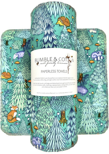 Woodland Forest Animals Paperless Towels || Unpaper Towels || Eco Kitchen Gifts || 12x12 Sheets